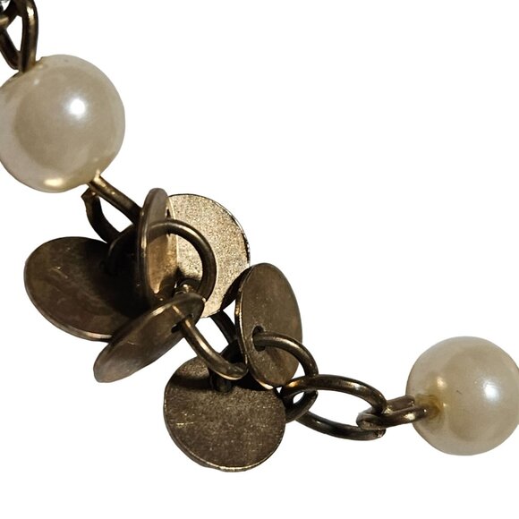 Adore Elegant Gold Tone Faux Pearl Heart Beaded Charm Bracelet Jewelry Women - Picture 4 of 5